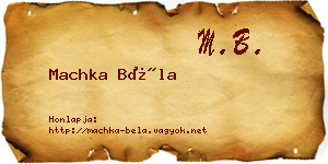 Machka Béla névjegykártya